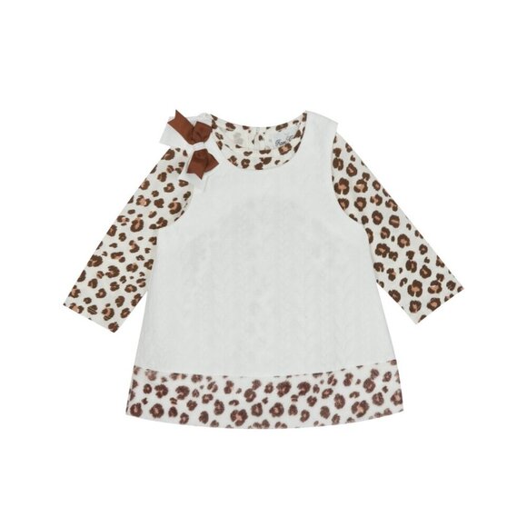 Rare Editions Baby Girls Cheetah Bodysuit & Jumper, 2 Piece Set - Off White 6-9 - Picture 1 of 7